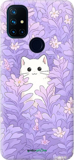 Силиконовый чехол Котик в цветах для OnePlus Nord N10 5G - 6390u-3655 изображение 