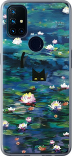 Силиконовый чехол Чехол с изображением водяных лилий Моне и кошек для OnePlus Nord N10 5G - 6399u-3655 изображение 