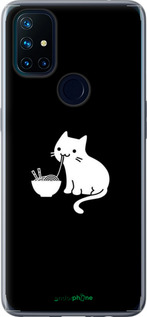 Силіконовий чехол Милий кіт на чорному фоні для OnePlus Nord N10 5G - 6528u-3655 изображение 