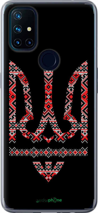 Силиконовый чехол Герб - вышиванка на черном фоне для OnePlus Nord N10 5G - 1196u-3655 изображение 