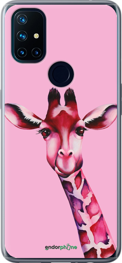 Силиконовый чехол Розовая жирафа для OnePlus Nord N10 5G - 4441u-3655 изображение 