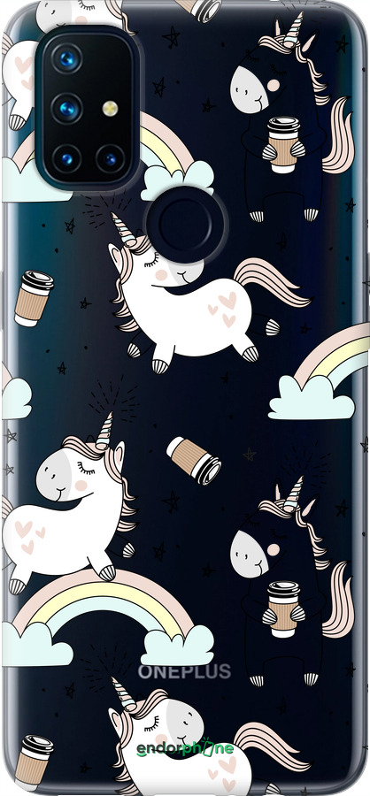 Силиконовый чехол Единорог и кофе для OnePlus Nord N10 5G - 4661u-3655 изображение 