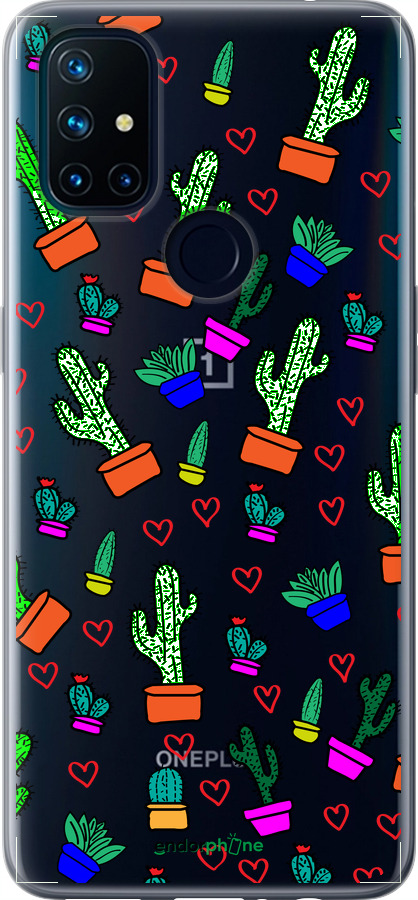 Силиконовый чехол Кактусы 4 для OnePlus Nord N10 5G - 4856u-3655 изображение 
