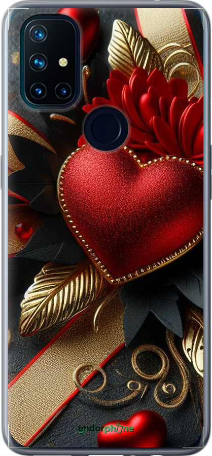 Силиконовый чехол Сердечки v2 для OnePlus Nord N10 5G - 5832u-3655 изображение 