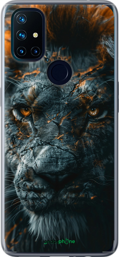 Силиконовый чехол Пламенный лев для OnePlus Nord N10 5G - 6153u-3655 изображение 