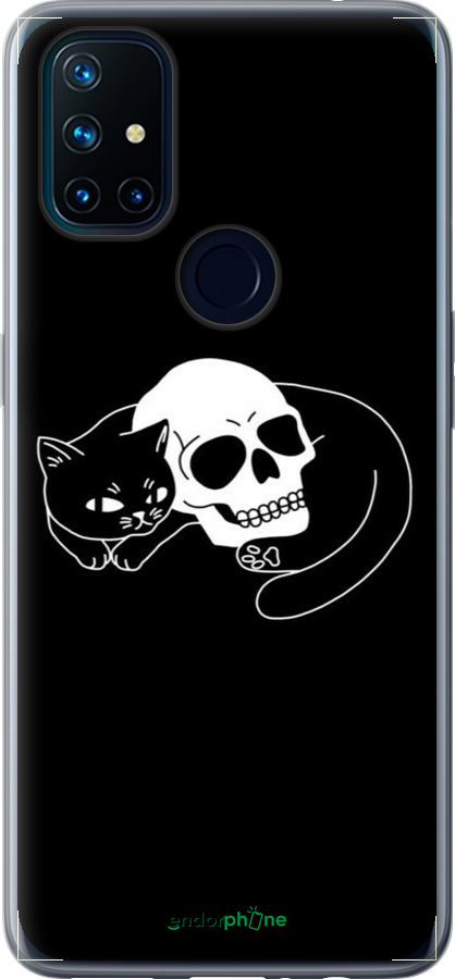 Силиконовый чехол С изображением кота и черепа для OnePlus Nord N10 5G - 6491u-3655 изображение 