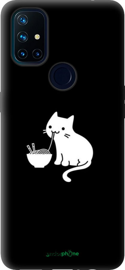 Силіконовий чехол Милий кіт на чорному фоні для OnePlus Nord N10 5G - 6528u-3655 изображение 