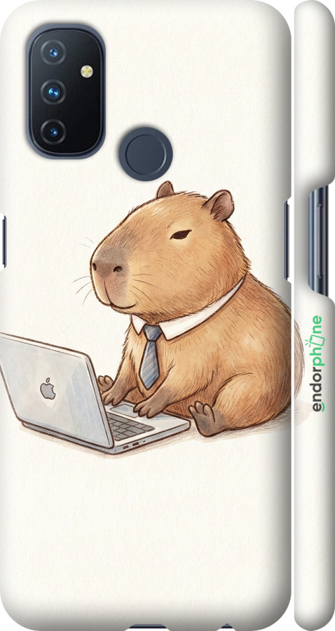 3D пластиковий матовий чехол Funny Capybara CEO Working для OnePlus Nord N100 - 6777m-2130 изображение 