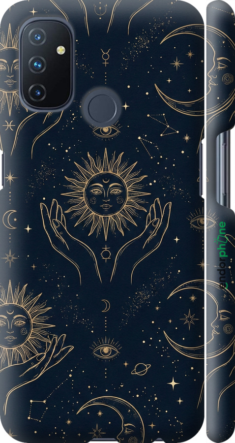 3D пластиковый матовый чехол Celestial Harmony: Sun & Moon Gold Mystic Pattern для OnePlus Nord N100 - 6778m-2130 изображение 