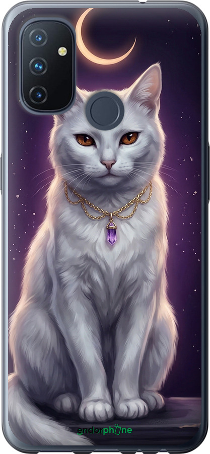 Силиконовый чехол Mystic White Cat Gothic Dark Purple Gold для OnePlus Nord N100 - 6805u-2130 изображение 