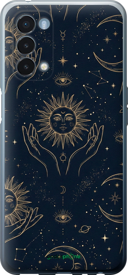 Силиконовый чехол Celestial Harmony: Sun & Moon Gold Mystic Pattern для OnePlus Nord N200 5G - 6778u-2956 изображение 