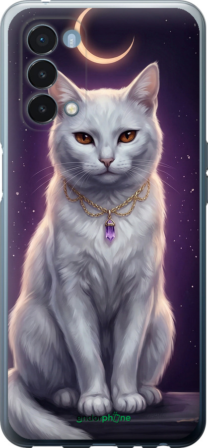Силиконовый чехол Mystic White Cat Gothic Dark Purple Gold для OnePlus Nord N200 5G - 6805u-2956 изображение 