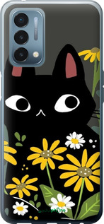 Силіконовий чехол Чорний кіт з квітами для OnePlus Nord N200 - 6448u-2384 изображение 