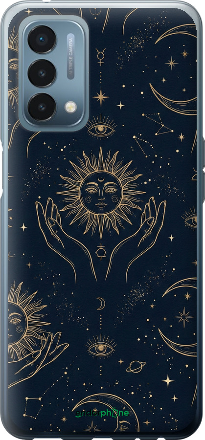 Силиконовый чехол Celestial Harmony: Sun & Moon Gold Mystic Pattern для OnePlus Nord N200 - 6778u-2384 изображение 