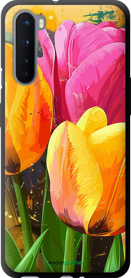 TPU чехол Нарисованные тюльпаны для OnePlus Nord - 5990b-2046 изображение 
