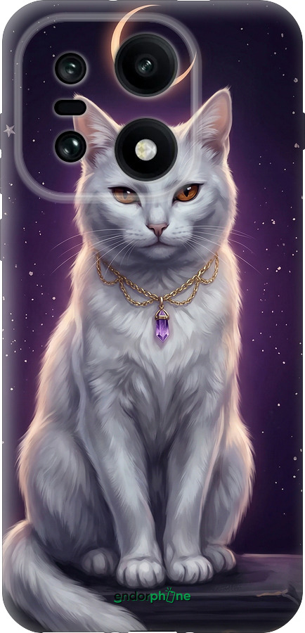 Силіконовий чехол Mystic White Cat Gothic Dark Purple Gold для OnePlus OnePlus 15 - 6805u-4186 изображение 