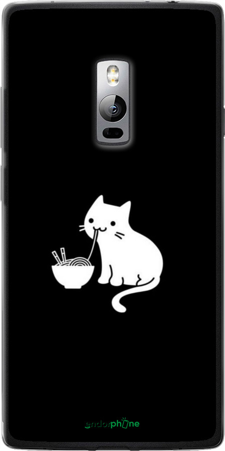 Силіконовий чехол Милий кіт на чорному фоні для OnePlus 2 - 6528u-386 изображение 