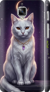 3D пластиковый матовый чехол Mystic White Cat Gothic Dark Purple Gold для OnePlus 3 - 6805m-334 изображение 