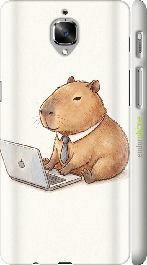 3D пластиковий матовий чехол Funny Capybara CEO Working для OnePlus 3 - 6777m-334 изображение 
