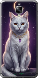 2D пластиковый чехол Mystic White Cat Gothic Dark Purple Gold для OnePlus 3 - 6805t-334 изображение 