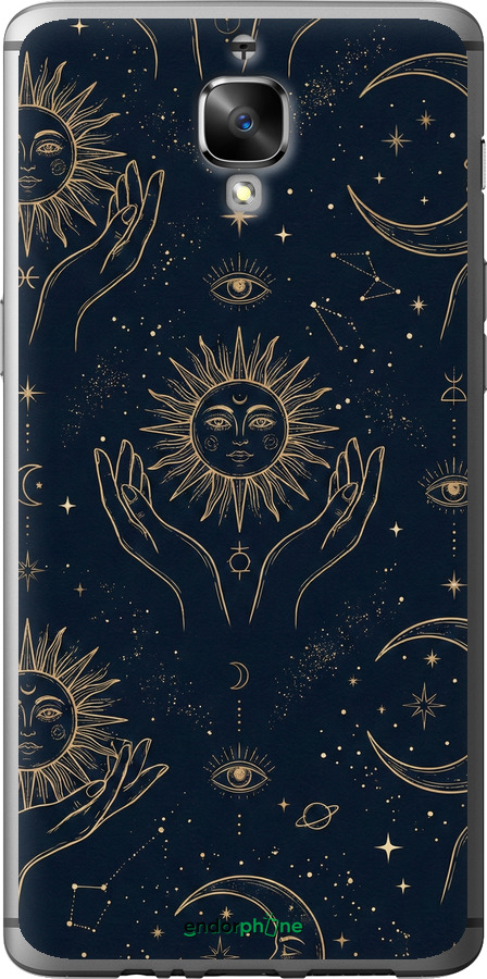 2D пластиковый чехол Celestial Harmony: Sun & Moon Gold Mystic Pattern для OnePlus 3 - 6778t-334 изображение 