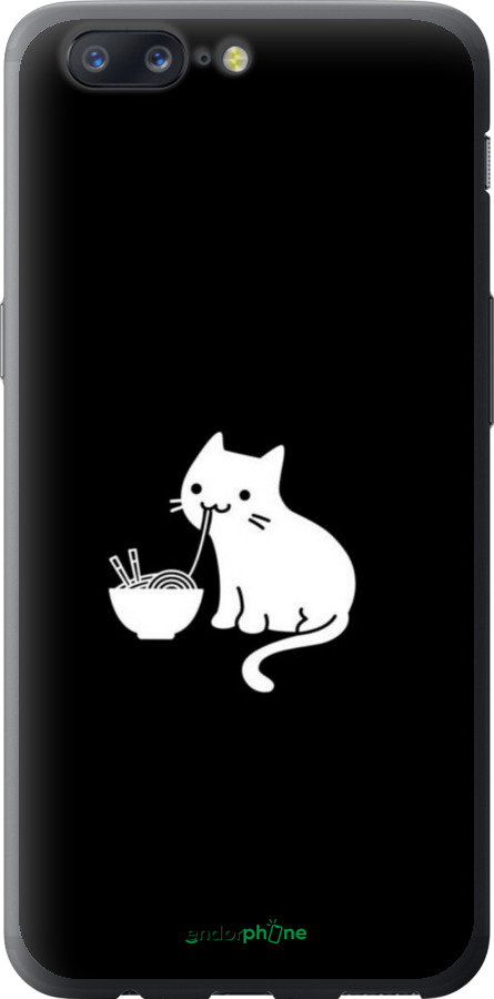 Силиконовый чехол С милым котом на черном фоне для OnePlus 5 - 6528u-969 изображение 