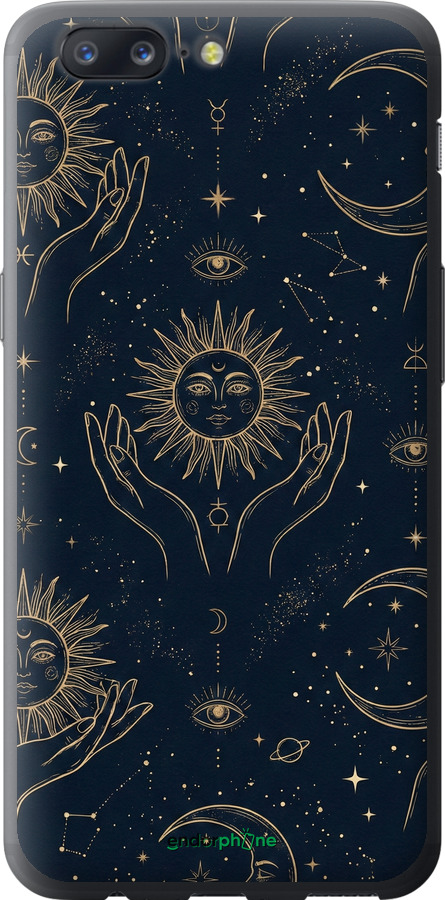 Силиконовый чехол Celestial Harmony: Sun & Moon Gold Mystic Pattern для OnePlus 5 - 6778u-969 изображение 