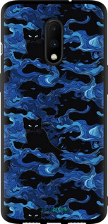 TPU чехол Візерунок чорних котів на блакитному фоні для OnePlus 7 - 6525b-1740 изображение 