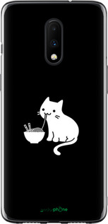 2D пластиковый чехол С милым котом на черном фоне для OnePlus 7 - 6528t-1740 изображение 