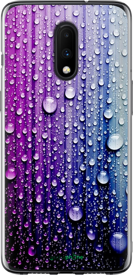 

2D пластиковий чохол "Краплини води" для OnePlus 7, Синій