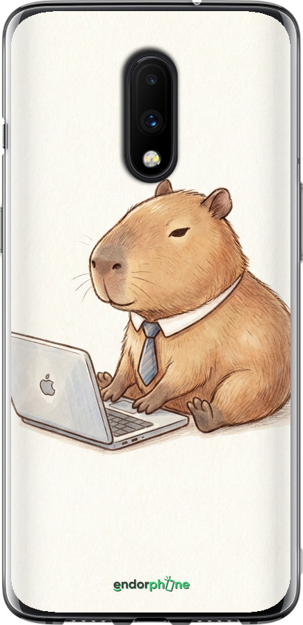 2D пластиковый чехол Funny Capybara CEO Working для OnePlus 7 - 6777t-1740 изображение 