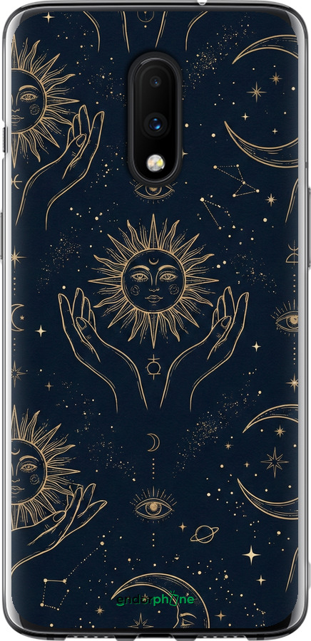 2D пластиковый чехол Celestial Harmony: Sun & Moon Gold Mystic Pattern для OnePlus 7 - 6778t-1740 изображение 