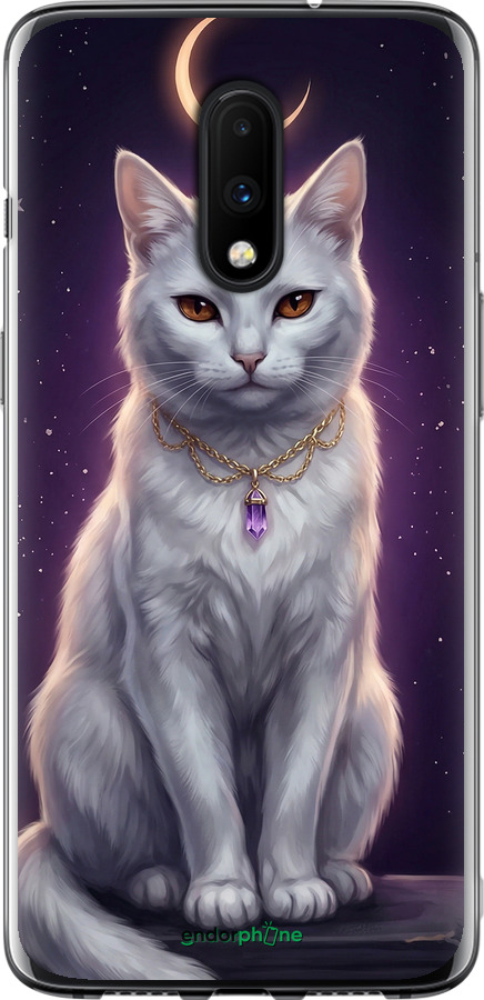 2D пластиковий чехол Mystic White Cat Gothic Dark Purple Gold для OnePlus 7 - 6805t-1740 изображение 