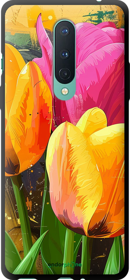 TPU чехол Нарисованные тюльпаны для OnePlus 8 - 5990b-1902 изображение 