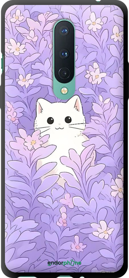 TPU чехол Котик в цветах для OnePlus 8 - 6390b-1902 изображение 