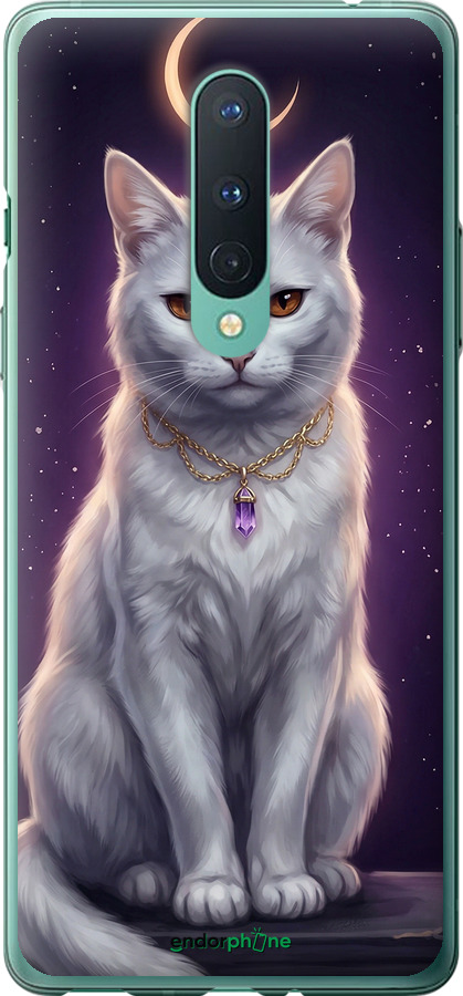 2D пластиковый чехол Mystic White Cat Gothic Dark Purple Gold для OnePlus 8 - 6805t-1902 изображение 