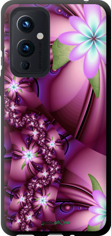 

TPU чорний чохол "Квіткова мозаїка" для OnePlus 9, Рожевий