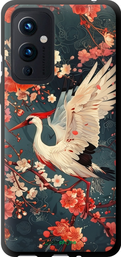 TPU чехол Сакура и аист для OnePlus 9 - 6108b-2249 изображение 