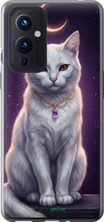 Силиконовый чехол Mystic White Cat Gothic Dark Purple Gold для OnePlus 9 - 6805u-2249 изображение 