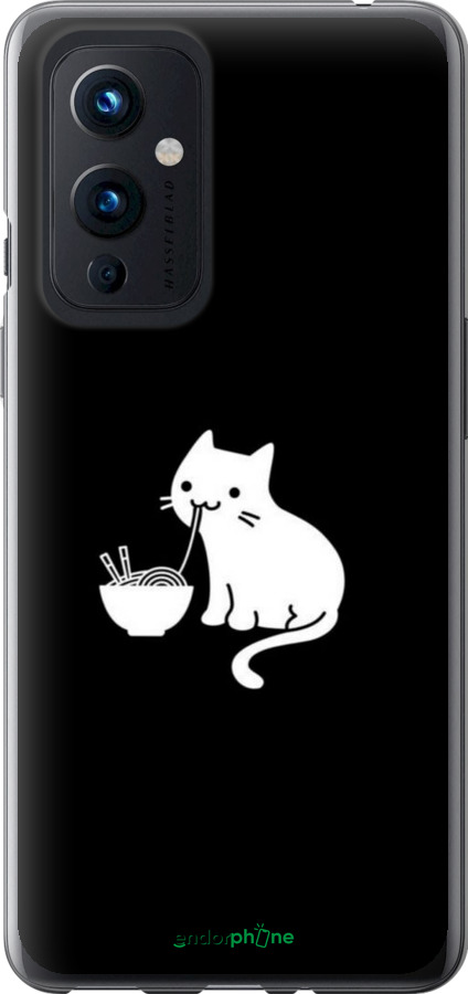 2D пластиковий чехол Милий кіт на чорному фоні для OnePlus 9 - 6528t-2249 изображение 