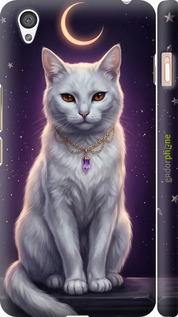 3D пластиковый глянцевый чехол Mystic White Cat Gothic Dark Purple Gold для OnePlus X - 6805c-385 изображение 