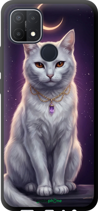 TPU чехол Mystic White Cat Gothic Dark Purple Gold для Oppo A15s - 6805b-2527 изображение 