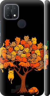 3D пластиковый матовый чехол Дерево и котики для Oppo A15s - 6516m-2527 изображение 