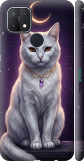 3D пластиковий матовий чехол Mystic White Cat Gothic Dark Purple Gold для Oppo A15 - 6805m-2119 изображение 
