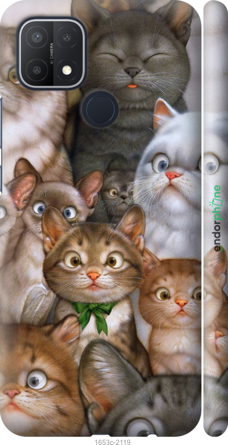 

3D пластиковий матовий чохол "Коти" для Oppo A15
