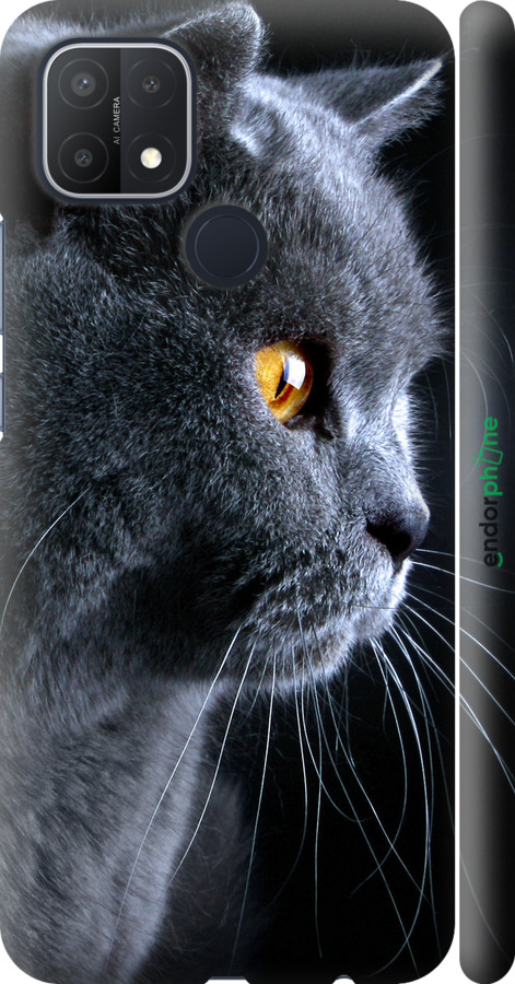 

3D пластиковий матовий чохол "Гарний кіт" для Oppo A15, Чорний