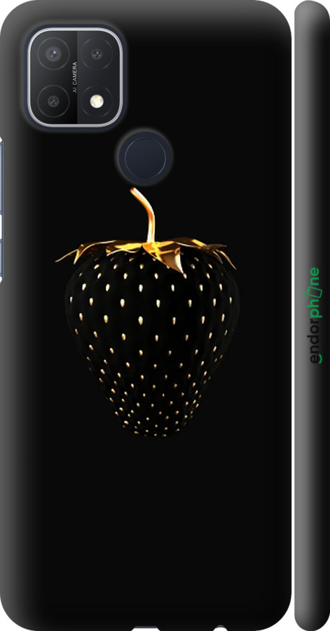 

3D пластиковий матовий чохол "Чорна полуниця" для Oppo A15, Чорний