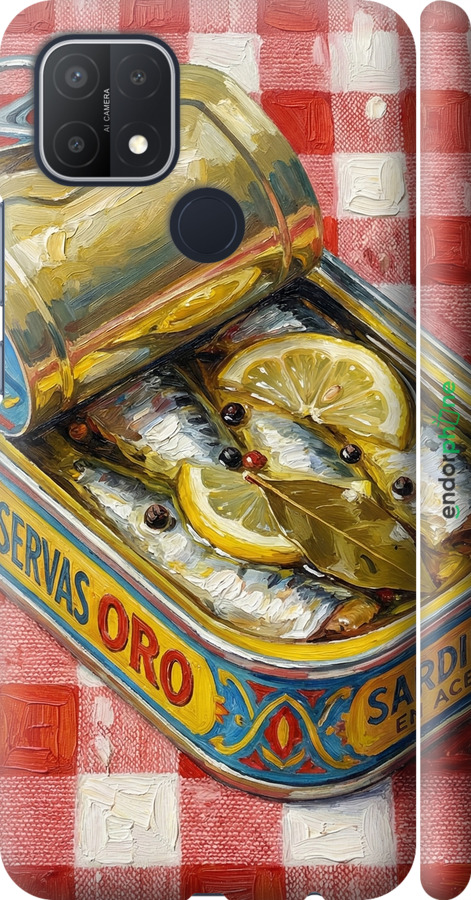 3D пластиковый матовый чехол Vintage Sardine Tin Phone для Oppo A15s - 6772m-2527 изображение 