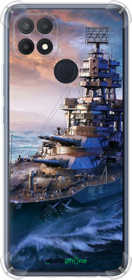 Силикон с усиленными углами чехол Военный корабль, world of tanks, wargaming для Oppo A15 - 6461sp-2119 изображение 