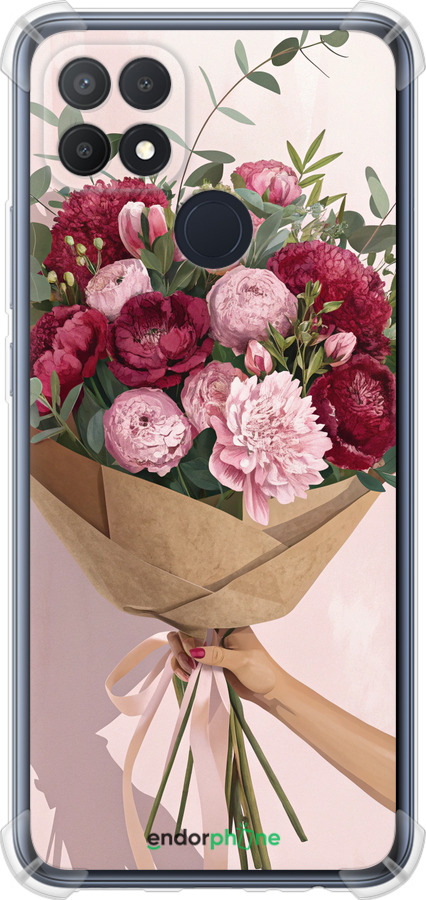 Силикон с усиленными углами чехол Пионы 1 для Oppo A15 - 6705sp-2119 изображение 